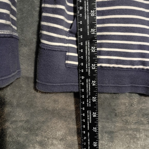 Fat Face UK Women's Full Zip Hoodie Blue And White Striped W/ Pockets Size 4 - Picture 3 of 10